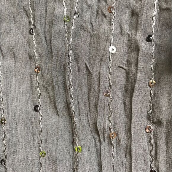 Vintage Notations Brown Ruffle  Sheer Blouse with Sequins Size Small peasant - Picture 2 of 8